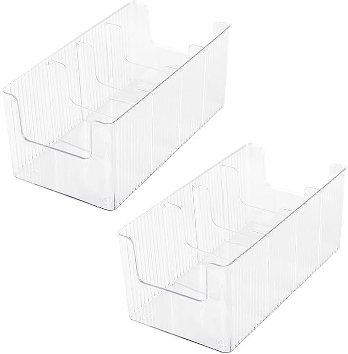 Acrylic Belt Organizer, 2 Pack Clear Stackable Belt Holder for Closet Drawer Storage 4 Compartments with Removable Dividers, Multi-Purpose Display Bins with Inserts for Ties,Socks