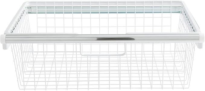 Rubbermaid Configurations Sliding Basket for Closet Drawer Organization, White, Sturdy Slide Out Basket for Home/Laundry/Bathroom/Mudroom/Pantry/Linen Closet