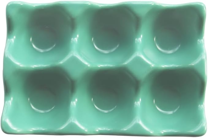 Ceramic Egg Holder Egg Tray Porcelain Fresh Egg Holder for Fridge Countertop Kitchen Storage Half Dozen 6 Cups