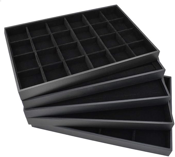 Stratalife Stackable Jewelry Tray 24 Grid Jewelry Organizer Tray Removable Jewelry Display Drawer Organizer Case Storage Showcase for Drawer (24 Grid)