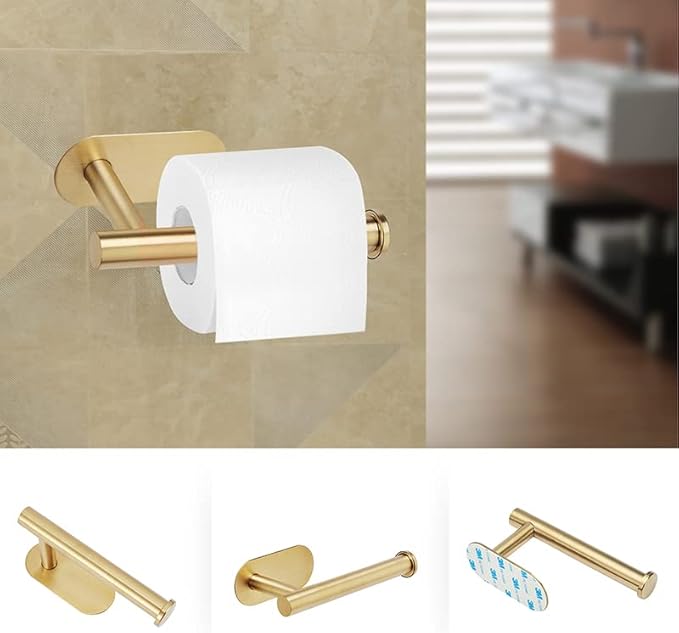 YUET Toilet Paper Holder Self Adhesive, Premium Thicken SUS304 Stainless Steel Rustproof Adhesive Toilet Roll Holder No Drilling for Bathroom, Kitchen, Washroom, Rv