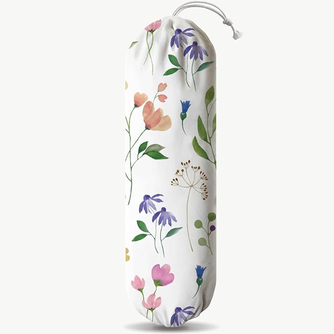 Flower Garbage Bag, Washable Plastic Holder, Reusable Grocery Bags Organizer, Wall Hanging Plastic Bag Holder, Kitchen Housewarming Gifts for Women Family Friends Grandma Mom