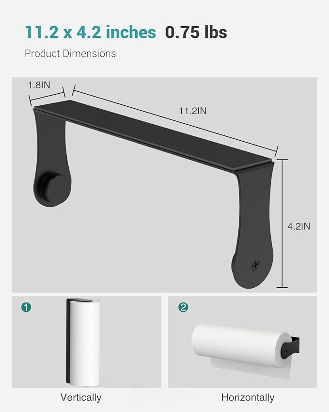 Magnetic Paper Towel Holder for Fridge, Black Paper Towel Holder for Kitchen, Strong Magnet for Refrigerator, RV, Garage, BBQ, No Drilling, Kitchen & Bathroom Organizers and Storage