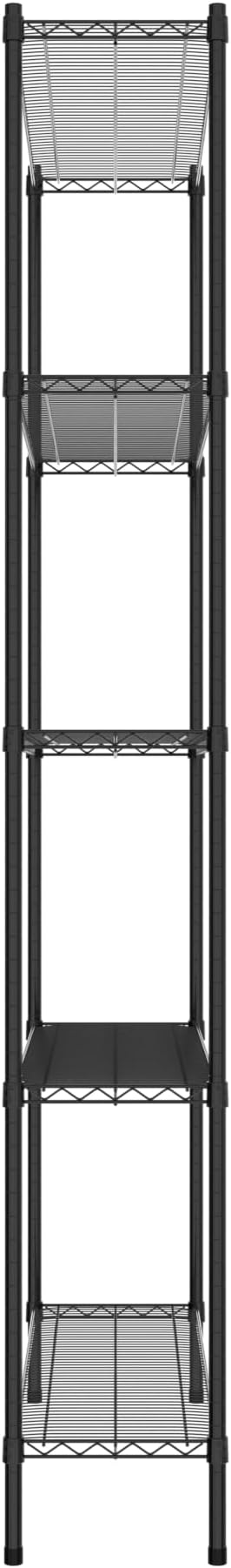 Commercial NSF Listed Black Epoxy Stationary Wire Shelving Kit 14" x 48" x 96", with 5 Shelves Perfect for Warehouse, Walk-in Refrigerator, Freezer, Grocery Store, Restaurant, Dishroom