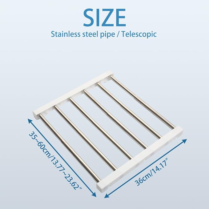 Hershii Adjustable Closet Shelf Wardrobe Rail Metal Hanging Rod Storage Rack Extendable Clothes Divider Separator Organizer for Cabinet Cupboard Kitchen Bathroom, (13.77''-23.62'') X 14.17''