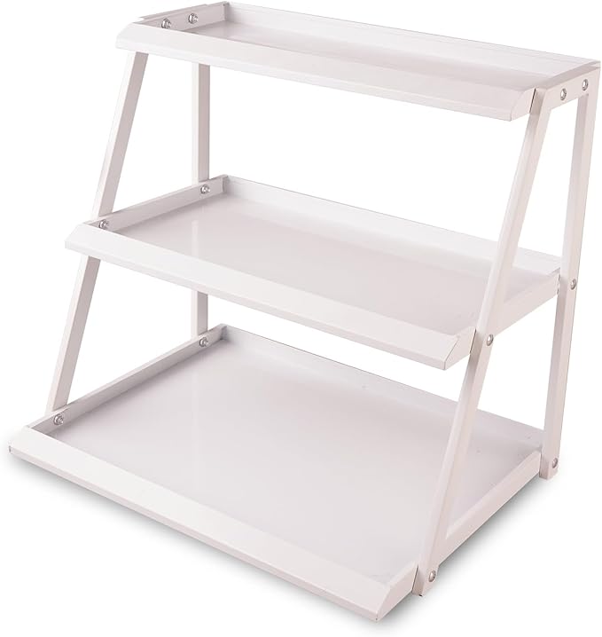 WWN 3 Tier White Candy Display - Snack holder with snack holder - Display Stand for Vendors- Cupcake display stand –Tabletop Shop Retail Display (WHITE)