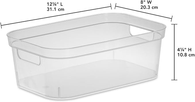 Sterilite Small Storage Bin, Plastic Storage Container for Organizing the Pantry, Closet, Bathroom and Countertops, Clear, 8-Pack