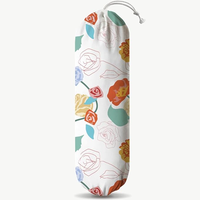Floral Grocery Bag Holder, Garbage Shopping Trash Bags Carrier Organizer, Reusable Fabric Plastic Bag Holder, Kitchen Housewarming Gifts for Women Family Friends Grandma Mom