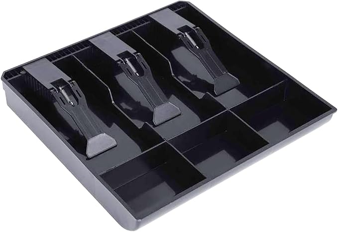 Money Tray Cash Register Drawer Insert Tray, Portable Currency Till Replacement Money Storage Box Organizer,3 Bill/3 Coin Compartments with Plastic Clip for Business Shop Supermarket Hotel