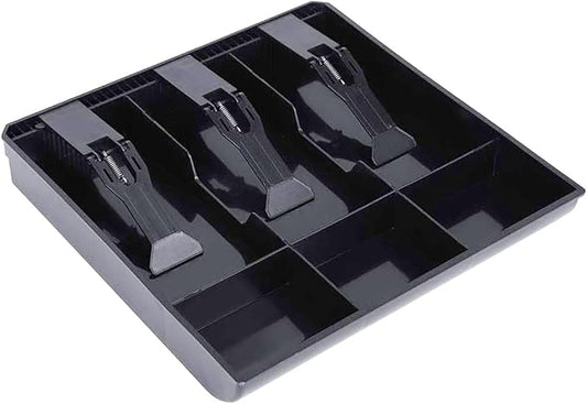 Money Tray Cash Register Drawer Insert Tray, Portable Currency Till Replacement Money Storage Box Organizer,3 Bill/3 Coin Compartments with Plastic Clip for Business Shop Supermarket Hotel