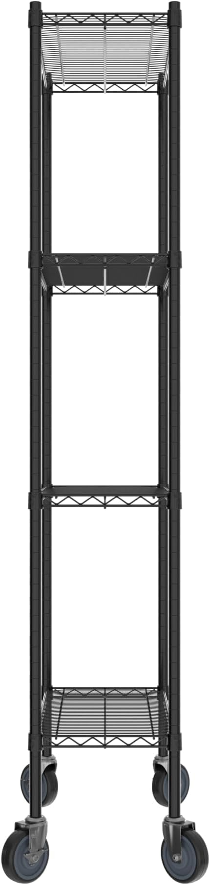 Commercial NSF Listed Black Epoxy Mobile Wire Shelving Kit 14" x 30" x 80", with 4 Shelves Perfect for Warehouse, Walk-in Refrigerator, Freezer, Grocery Store, Restaurant, Dishroom