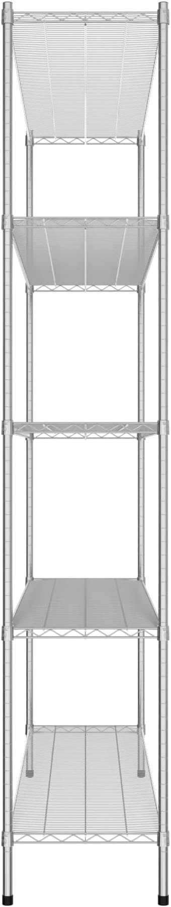 Commercial NSF Listed Chrome Stationary Wire Shelving Kit 18" x 72" x 96", with 5 Shelves Perfect for Warehouse, Walk-in Refrigerator, Freezer, Grocery Store, Restaurant, Dishroom