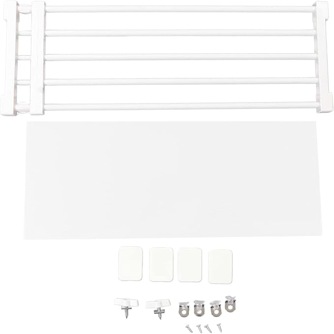 Closet Tension Shelf, Rod Expandable Storage Rack Adjustable Organizer Divider Separator Wardrobe Cupboard Hanging Shelves Pack No Slip Grip Cabinets Inside Capacity (75‑120cm /