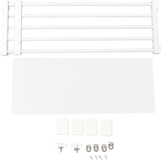 Closet Tension Shelf, Rod Expandable Storage Rack Adjustable Organizer Divider Separator Wardrobe Cupboard Hanging Shelves Pack No Slip Grip Cabinets Inside Capacity (75‑120cm /