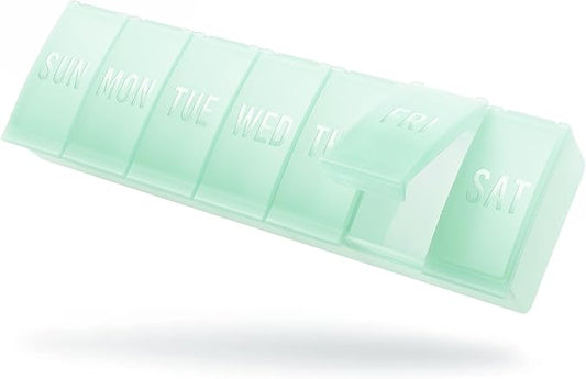 Barhon Large Weekly Pill Organizer, Big Vitamin Organizer Case for 7 Day, Travel Medicine Pill Box to Hold Various Supplements and Fish Oil, Macaron Green