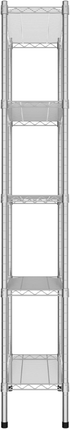 Commercial NSF Listed Chrome Stationary Wire Shelving Kit 12" x 30" x 74", with 5 Shelves Perfect for Warehouse, Walk-in Refrigerator, Freezer, Grocery Store, Restaurant, Dishroom