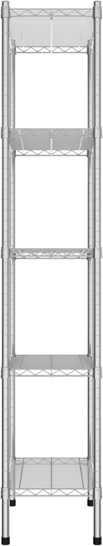 Commercial NSF Listed Chrome Stationary Wire Shelving Kit 14" x 24" x 74", with 5 Shelves Perfect for Warehouse, Walk-in Refrigerator, Freezer, Grocery Store, Restaurant, Dishroom