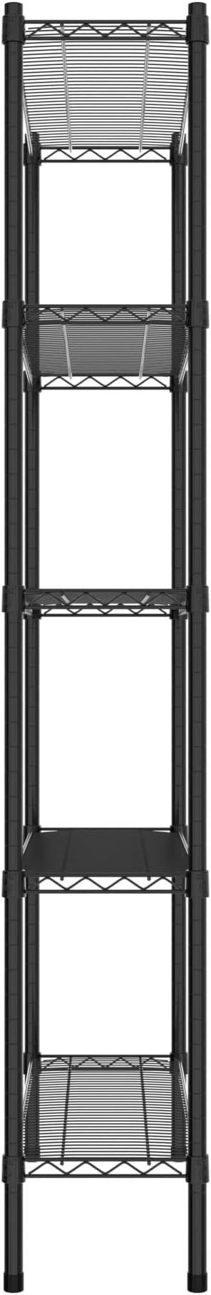 Commercial NSF Listed Black Epoxy Stationary Wire Shelving Kit 12" x 36" x 74", with 5 Shelves Perfect for Warehouse, Walk-in Refrigerator, Freezer, Grocery Store, Restaurant, Dishroom