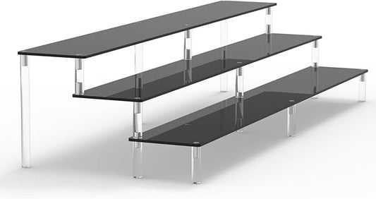 AZEAM 15 3/4 inch Acrylic Riser Black Display Risers Stand Large Collection Organizer Shelf for Cupcake Food Desserts