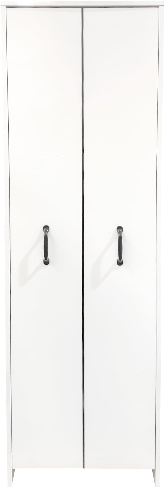 Food Pantry Cabinet with Pull-Out Shelves, White Slide Out Storage Cabinet with 2 Doors, 4 Tier Floor Standing Narrow Storage Bookcase on Wheels for Kitchen, Living Room, Office