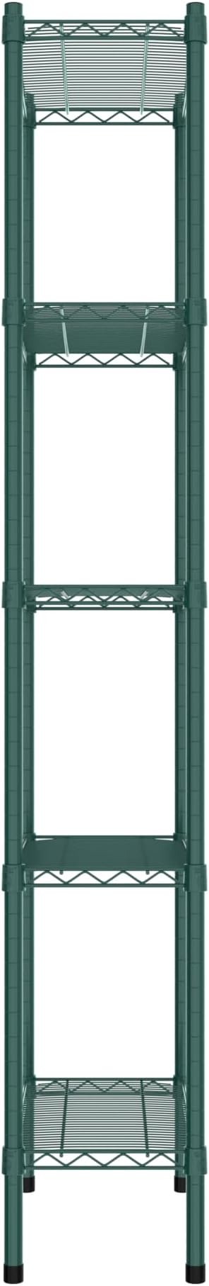 Commercial NSF Listed Green Epoxy Stationary Wire Shelving Kit 12" x 24" x 74", with 5 Shelves Perfect for Warehouse, Walk-in Refrigerator, Freezer, Grocery Store, Restaurant, Dishroom