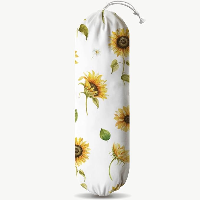 Sunflower Bag Holder, Grocery Bags Storage Dispenser, Wall Mounting Shopping Bag Organizer, Farmhouse Sweet Home Kitchen Decor, Housewarming Gifts, Gift for Women Family Friends Grandma Mom