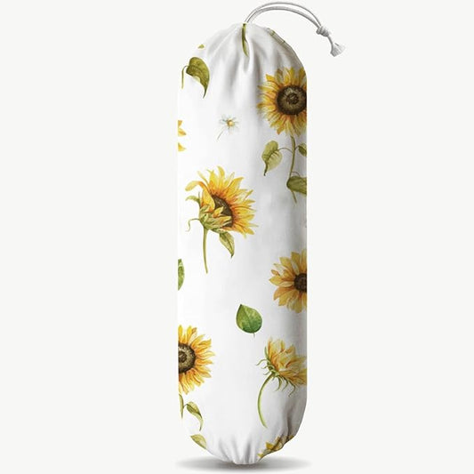 Sunflower Bag Holder, Grocery Bags Storage Dispenser, Wall Mounting Shopping Bag Organizer, Farmhouse Sweet Home Kitchen Decor, Housewarming Gifts, Gift for Women Family Friends Grandma Mom