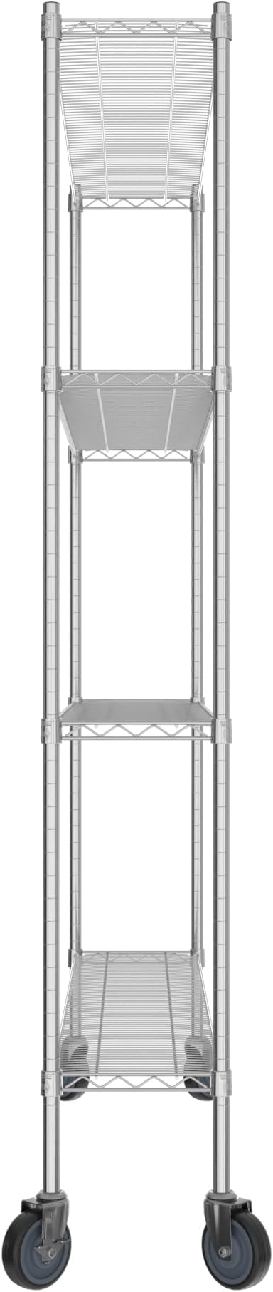 Commercial NSF Listed Chrome Mobile Wire Shelving Kit 12" x 60" x 80", with 4 Shelves Perfect for Warehouse, Walk-in Refrigerator, Freezer, Grocery Store, Restaurant, Dishroom
