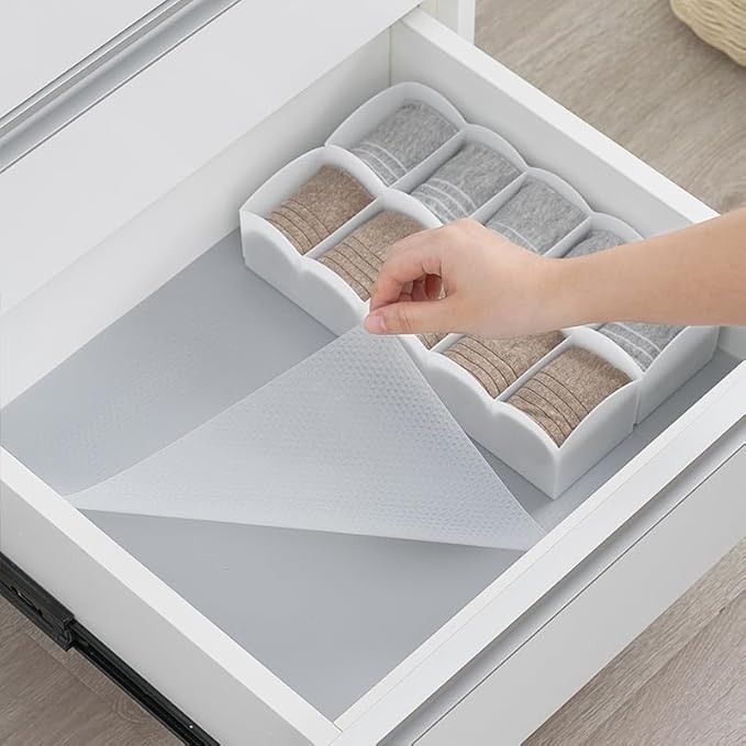 Winshall 12" W x 118" L Clear Shelf Liners and Drawer Liner for Ktichen Cabinet, Non Adhesive Non Slip Shelf Paper Waterproof Washable Thickened for Dresser Pantry Shelve Bathroom Protector Liner