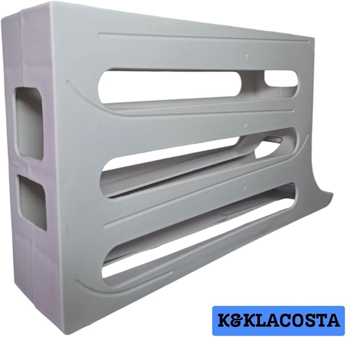 K&KLACOSTA 4 Tier Egg Tray, Automatic Egg Rolling Dispenser Rack for Storing Organizing Distributing and Rolling Eggs in Refrigerator Stackable, in Kitchens, Cabinets, Dining Tables (White)