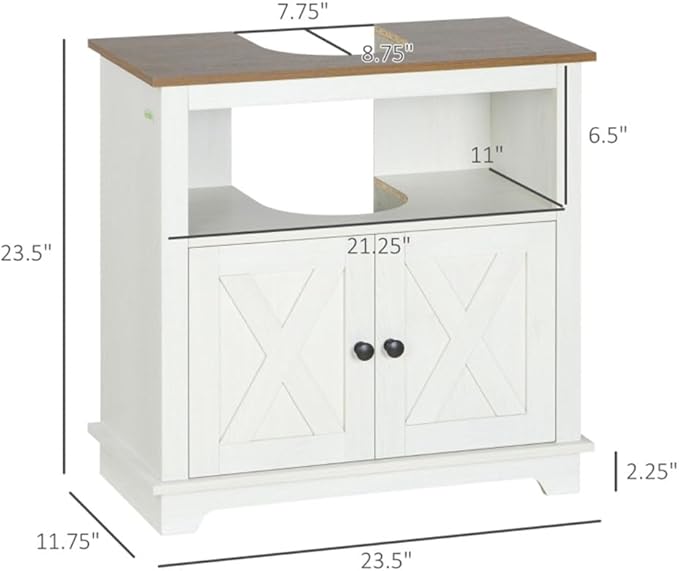 Generic Pedestal Sink Storage Cabinet With 2 Doors and Shelf, Under Sink Bathroom Space Saver Organizer, Vanity Furniture