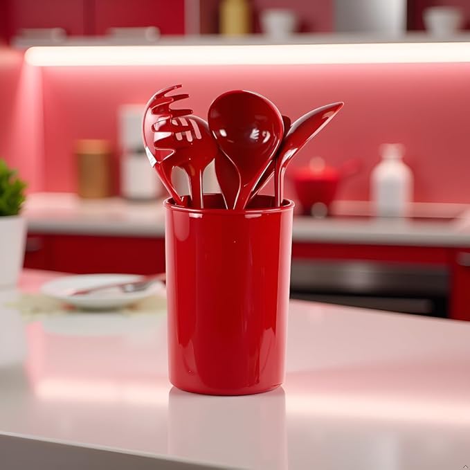 Reston Lloyd Multipurpose Utensil/Crock Holders Organize Wide Variety of Sizes of Utensils & Tools, Includes Large, & Miniature, Red