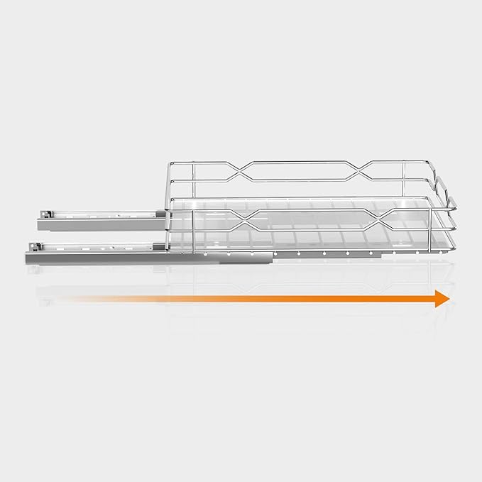 Pull Out Spice Rack Organizer for Cabinet, Slide Out Spice Organization for Cabinet Storage for Spices, Bottles & Jars, Sliding Spice Shelf for Narrow Kitchen Cabinets, Pantry, 8.5"W x 10.5"D x 2.5"H