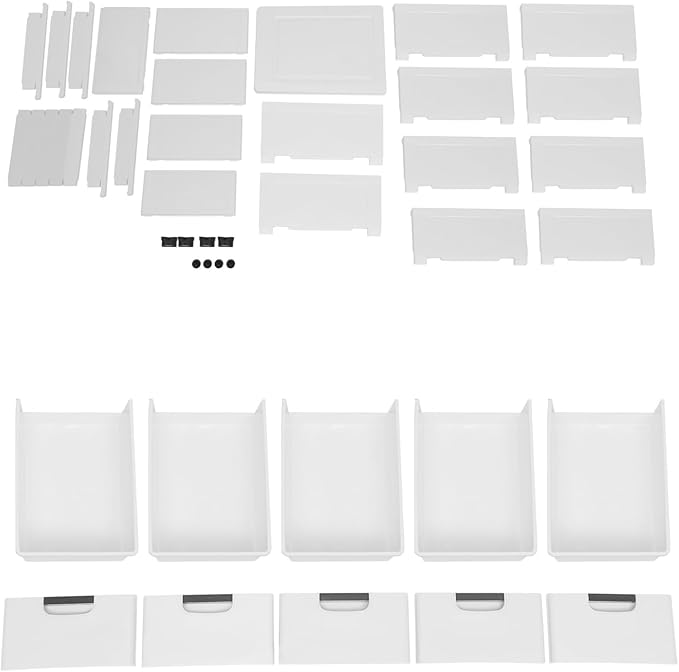 5 Drawers Stackable Storage Drawers Plastic Storage Drawers Collapsible Storage Bins Plastic Clothes Organizer Drawers Storage for Living Room,Bedroom,Office (White, 11.81" W)