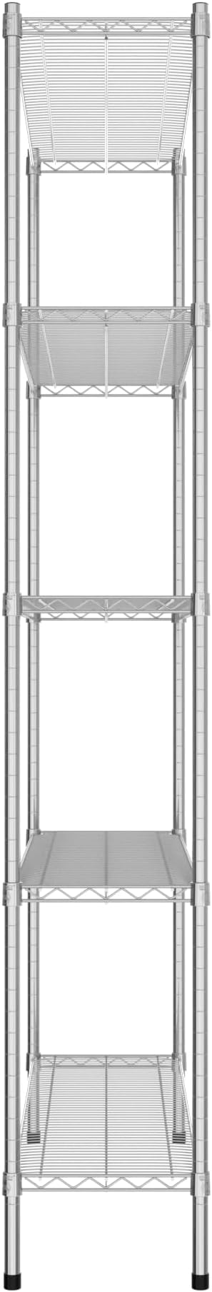 Commercial NSF Listed Chrome Stationary Wire Shelving Kit 14" x 48" x 86", with 5 Shelves Perfect for Warehouse, Walk-in Refrigerator, Freezer, Grocery Store, Restaurant, Dishroom