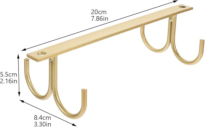 Lurrose Under Cabinet Cupboard Rack Kitchen Utensil Holder Hanger with Gold Hooks Multifunctional Mug Organizer for Kitchen Bedroom Bathroom Storage and Display