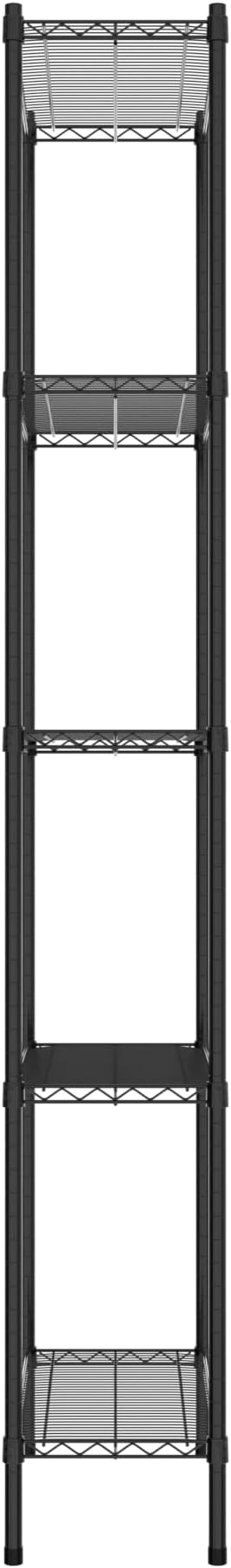 Commercial NSF Listed Black Epoxy Stationary Wire Shelving Kit 14" x 30" x 96", with 5 Shelves Perfect for Warehouse, Walk-in Refrigerator, Freezer, Grocery Store, Restaurant, Dishroom