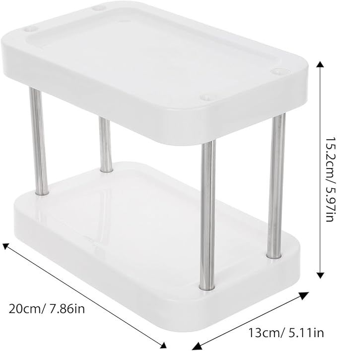 Tabletop Spice Rack Organizer with 3-Tier Storage, White Plastic Kitchen Countertop Shelf for Salt Jar and Condiment Bottle Holder, Home Kitchen Counter Storage Solution