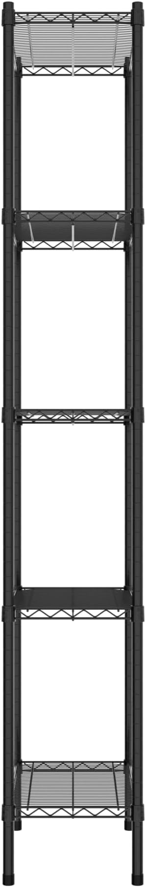 Commercial NSF Listed Black Epoxy Stationary Wire Shelving Kit 14" x 24" x 86", with 5 Shelves Perfect for Warehouse, Walk-in Refrigerator, Freezer, Grocery Store, Restaurant, Dishroom