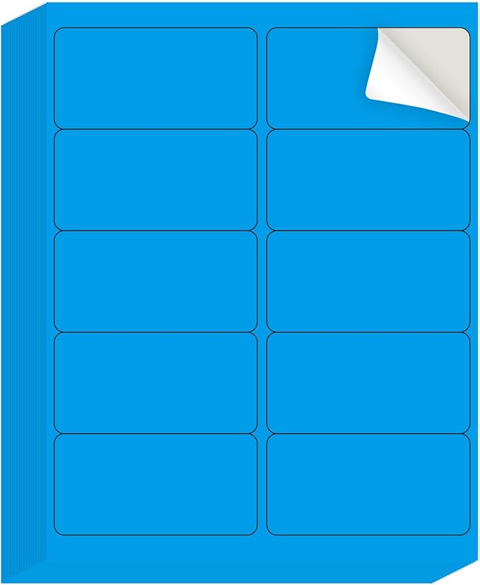 YEGAWEN Shipping Labels Stickers, 2"×4" Printable Mailing Label for Laser/Inkjet Printing- Matte Blue, Permanent Adhesive Labels Stickers