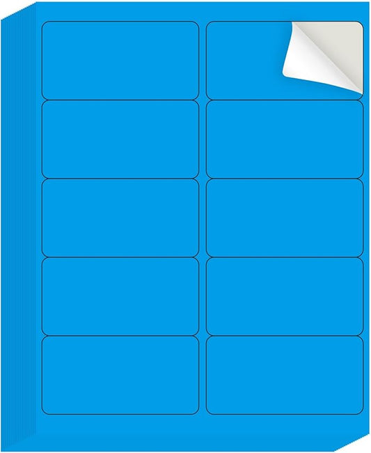 YEGAWEN Shipping Labels Stickers, 2"×4" Printable Mailing Label for Laser/Inkjet Printing- Matte Blue, Permanent Adhesive Labels Stickers
