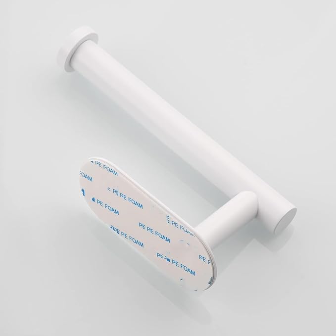 YUET Toilet Roll Holder Wall Mounted, 3M self Adhesive Toilet Roll Holder SUS 304 Stainless Steel Toilet Paper Holder No Drilling for Bathroom (White)