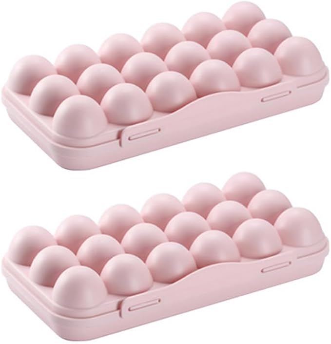 UPKOCH Stackable Plastic Egg Storage Box for Refrigerator Portable Anti-Collision Egg Holder with Lid 18-Count Shatterproof Container Space-Saving Kitchen Organizer