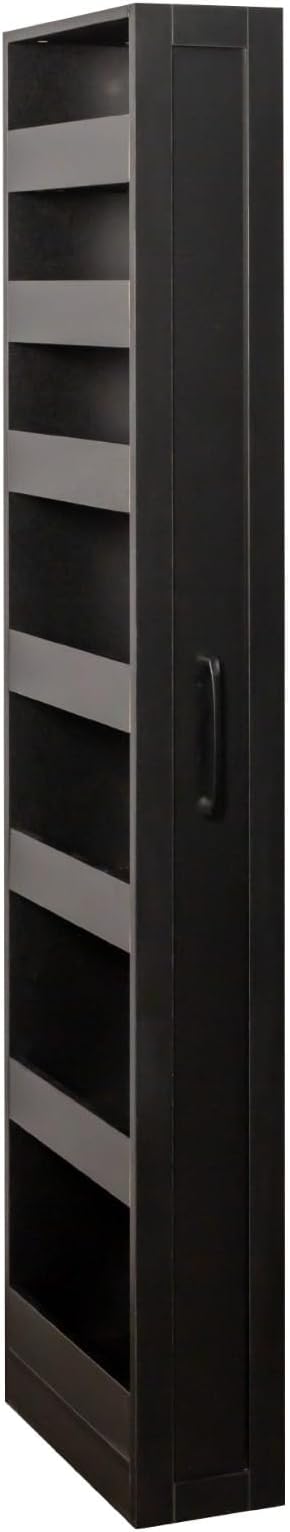 7 Tier Slim Storage Cart with Wheels, 70.75" Rolling Pull Out Pantry Organizer Rack for Kitchen Bathroom, Space Saving Narrow Gap Storage Shelf Between Refrigerator & Counter, Black