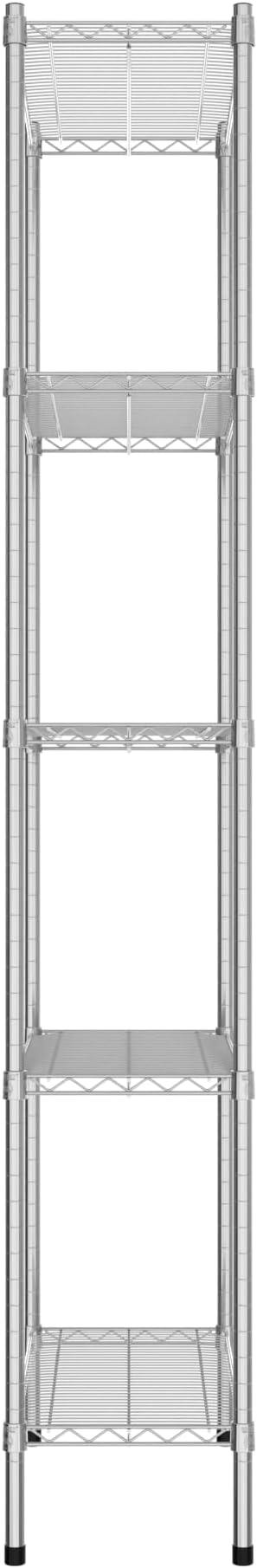 Commercial NSF Listed Chrome Stationary Wire Shelving Kit 14" x 30" x 86", with 5 Shelves Perfect for Warehouse, Walk-in Refrigerator, Freezer, Grocery Store, Restaurant, Dishroom