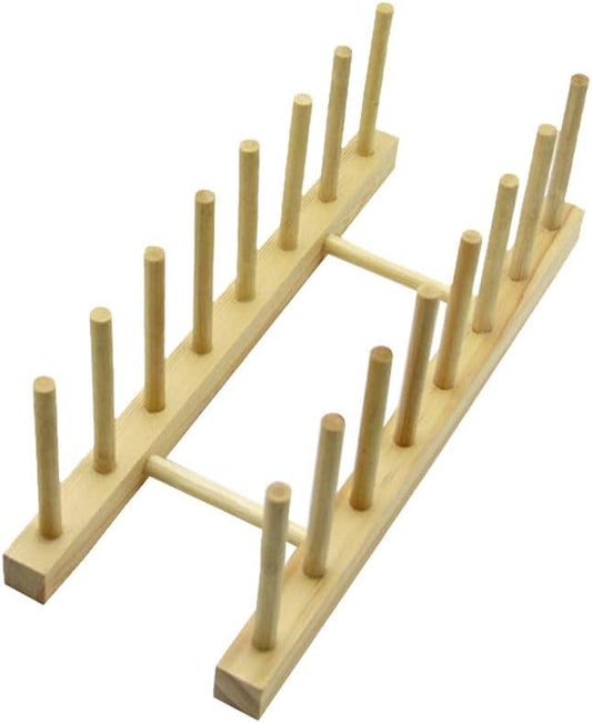 7 Slot Wooden Dish Rack Plates Holder Kitchen Storage Cabinet Organizer for Dish Keep Dry (Natural, 1Pack)