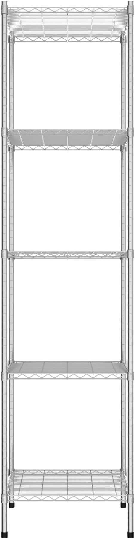 Commercial NSF Listed Chrome Stationary Wire Shelving Kit 24" x 24" x 96", with 5 Shelves Perfect for Warehouse, Walk-in Refrigerator, Freezer, Grocery Store, Restaurant, Dishroom