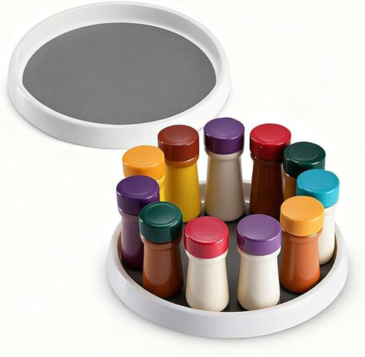 4 Pack Lazy Susan Organizer Turntable 10 Inch – 360° Rotating Non-Skid Spice Rack for Kitchen Cabinet, Pantry, Refrigerator, Countertop, Bathroom, Makeup & Medicine Storage