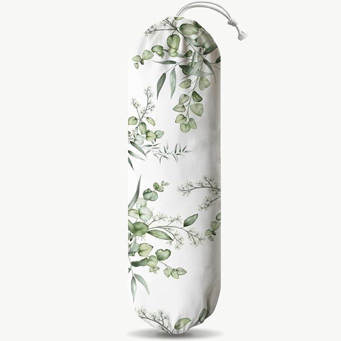 Green Eucalyptus Garbage Bag, Wall Mount Plastic Bags Storage Container Dispensers, Kitchen Pantry Garbage Bag, Housewarming Gifts for Women Family Friends Grandma Mom