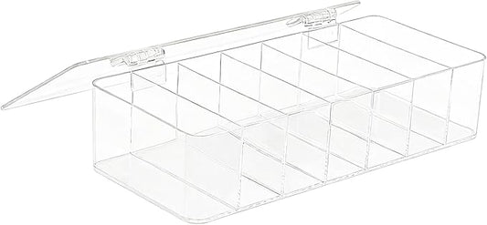 Clear Acrylic Makeup Organizers, 7-Section Bathroom Organizer for Drawer, Cosmetic Display Cases with Lid, Blushes Highlighters Eyeshadow Powder Makeup Organizer Holder Storage